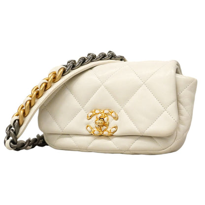 Chanel Waist Bag 19 Lambskin White Gold