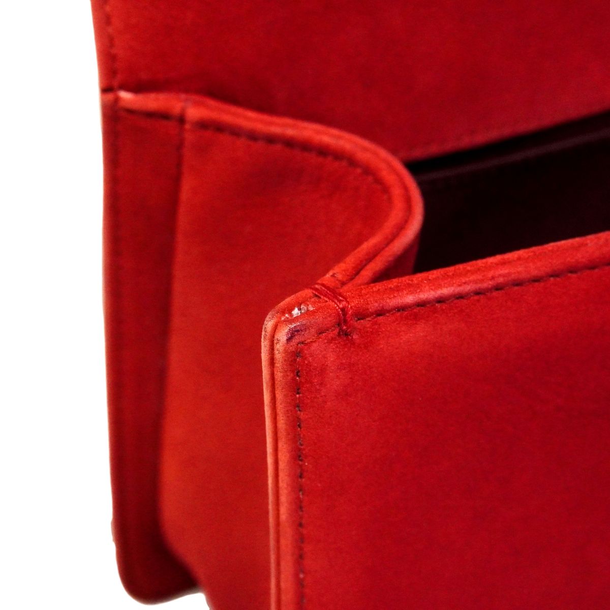 Chanel Shoulder Bag Boy Stitch Leather Red Silver — view 8