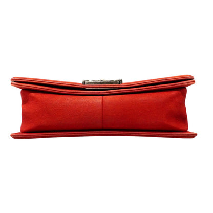 Chanel Shoulder Bag Boy Stitch Leather Red Silver — view 3