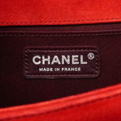 Chanel Shoulder Bag Boy Stitch Leather Red Silver — view 5