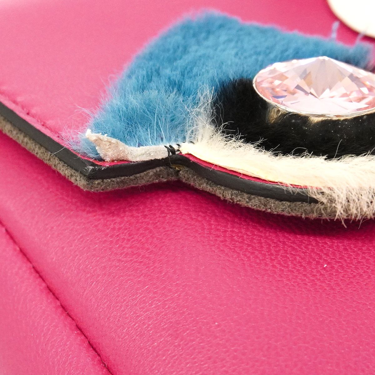 Fendi Handbag Mon Star Micro Bucket Leather Pink Silver — view 7