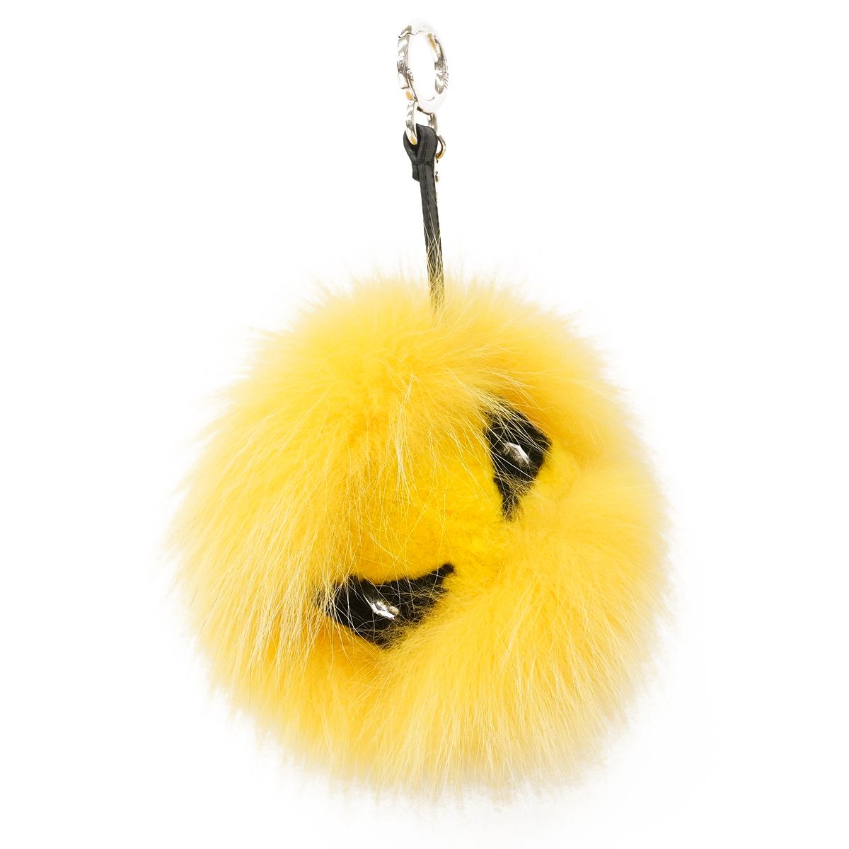 Fendi Key Holder Charm Montstar Fur Yellow Silver