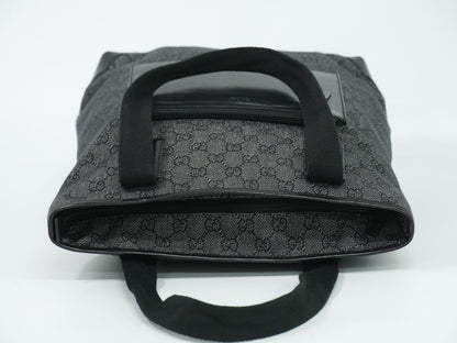 Gucci GG Canvas Leather Shoulder Bag Tote Black Second — view 5