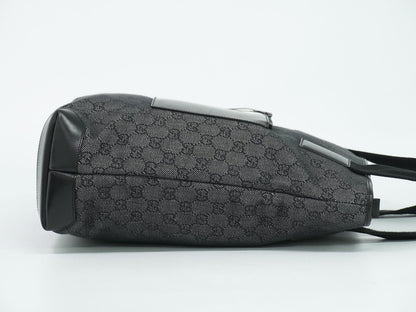Gucci GG Canvas Leather Shoulder Bag Tote Black Second — view 4