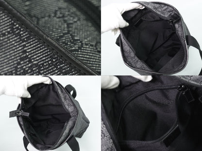 Gucci GG Canvas Leather Shoulder Bag Tote Black Second — view 8