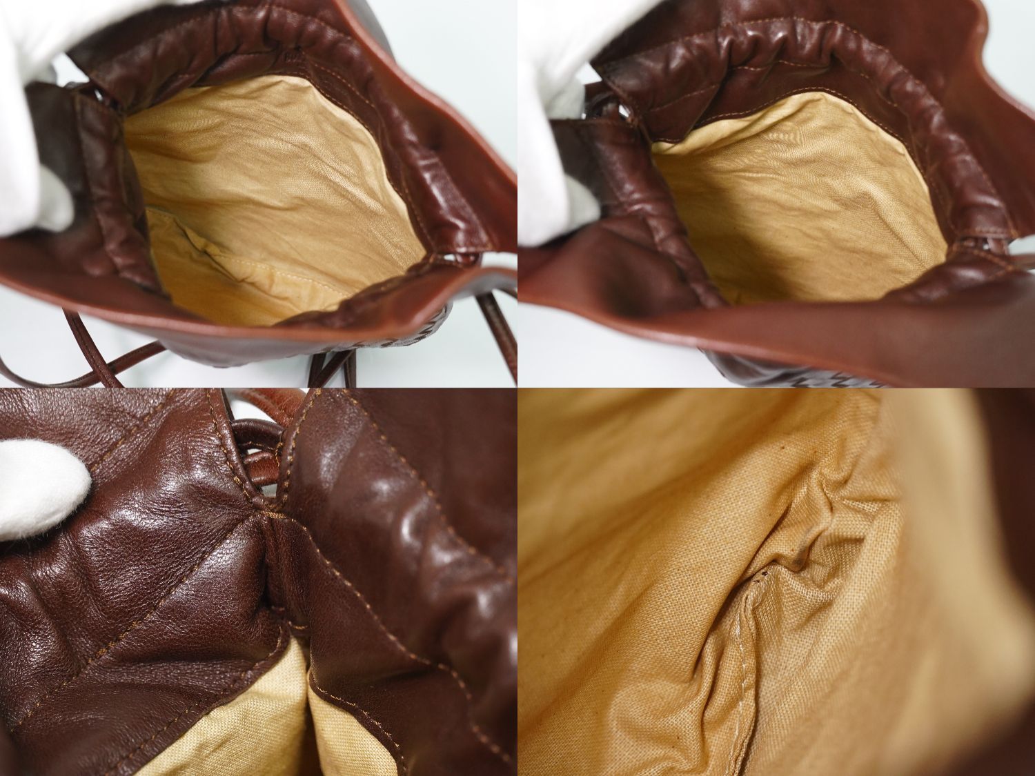 Bottega Veneta Intrecciato Drawstring Shoulder Bag Pochette Leather Brown Second — view 8