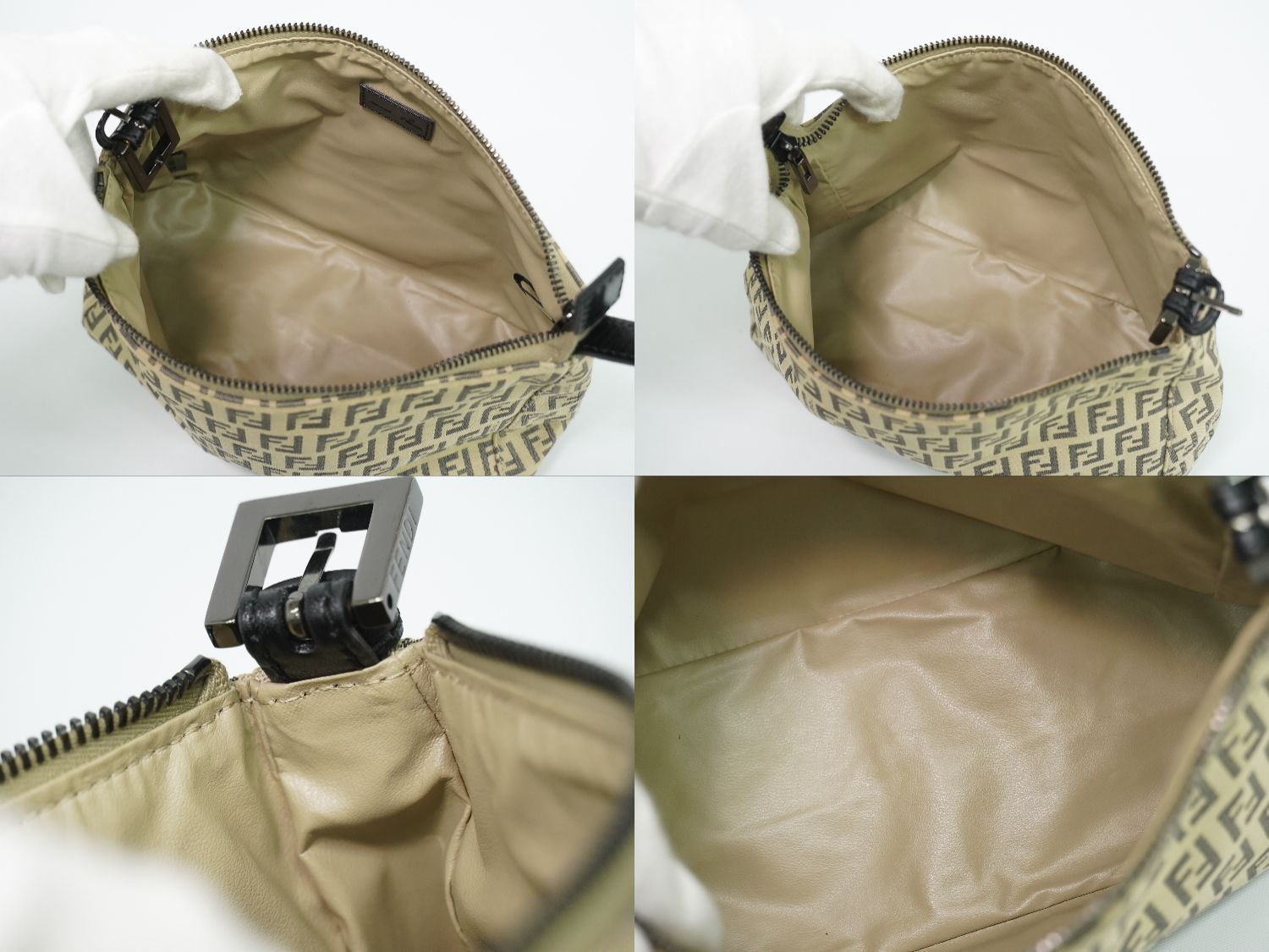 Fendi Pouch Mini Handbag Canvas Beige Zucchino Second — view 8