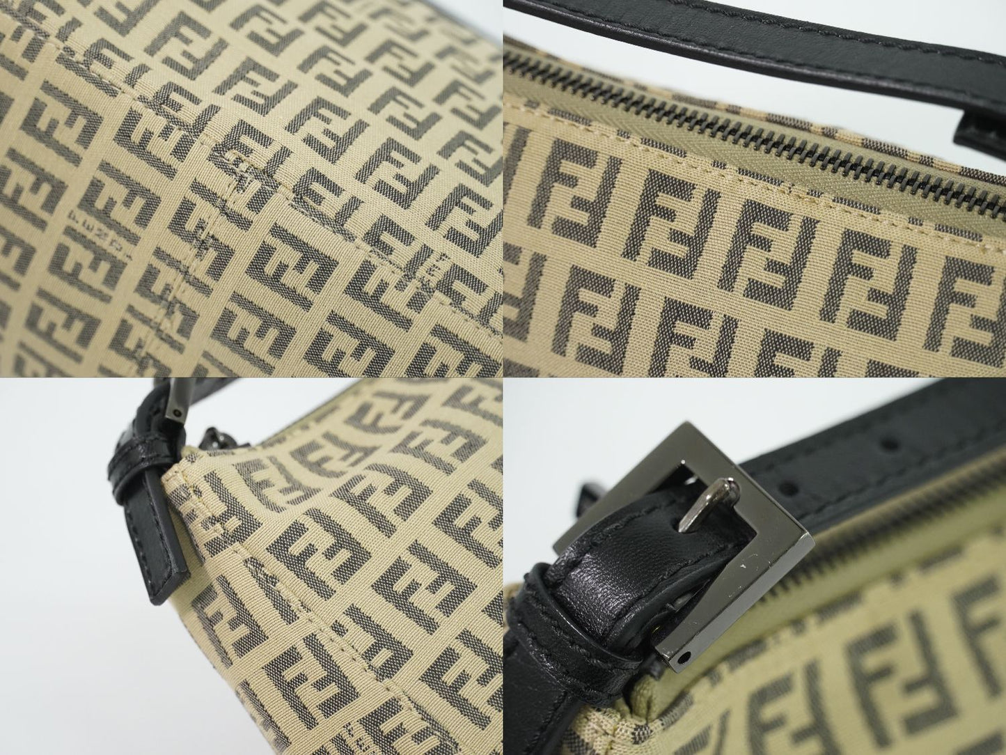 Fendi Pouch Mini Handbag Canvas Beige Zucchino Second — view 7