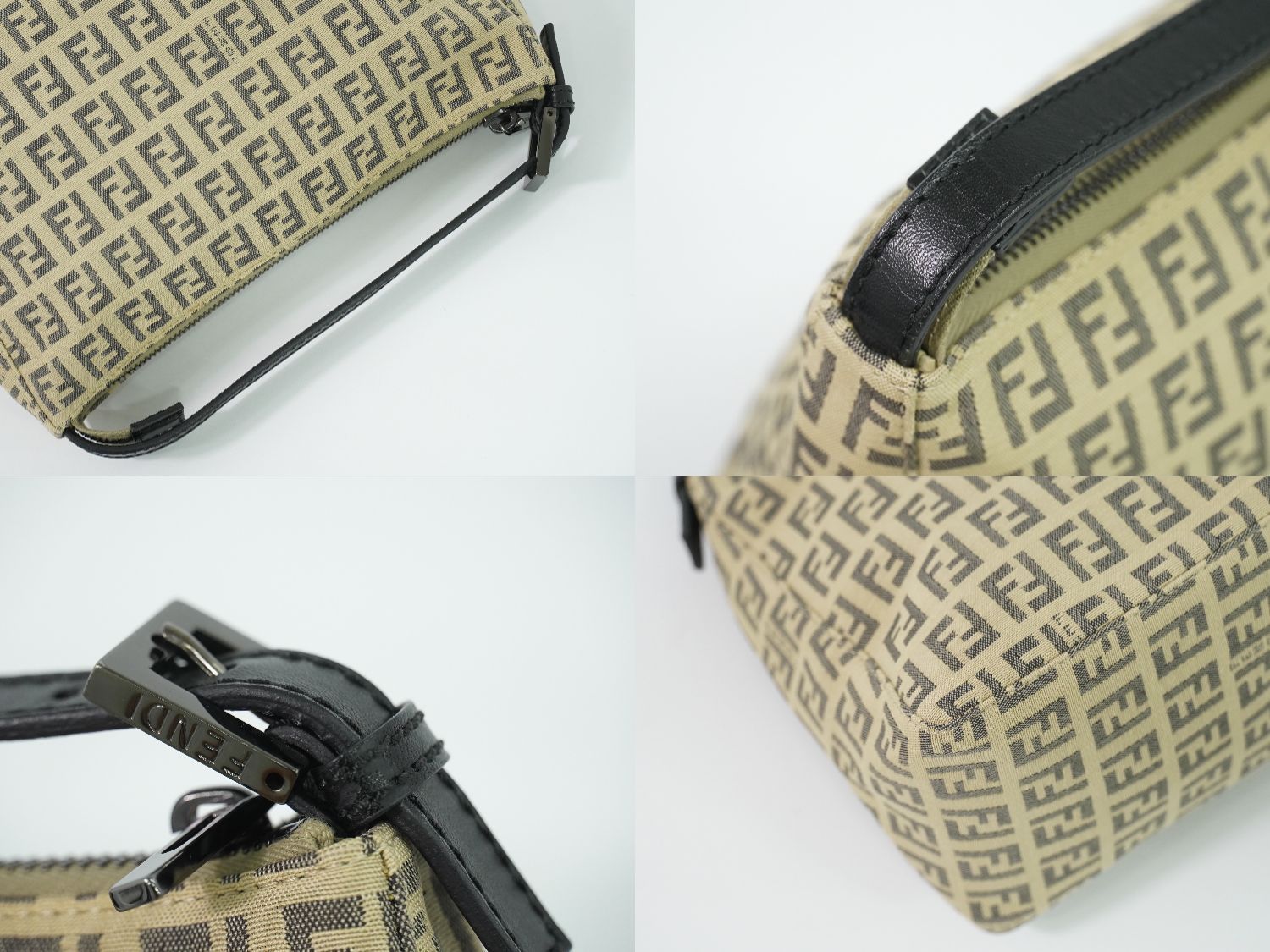 Fendi Pouch Mini Handbag Canvas Beige Zucchino Second — view 6