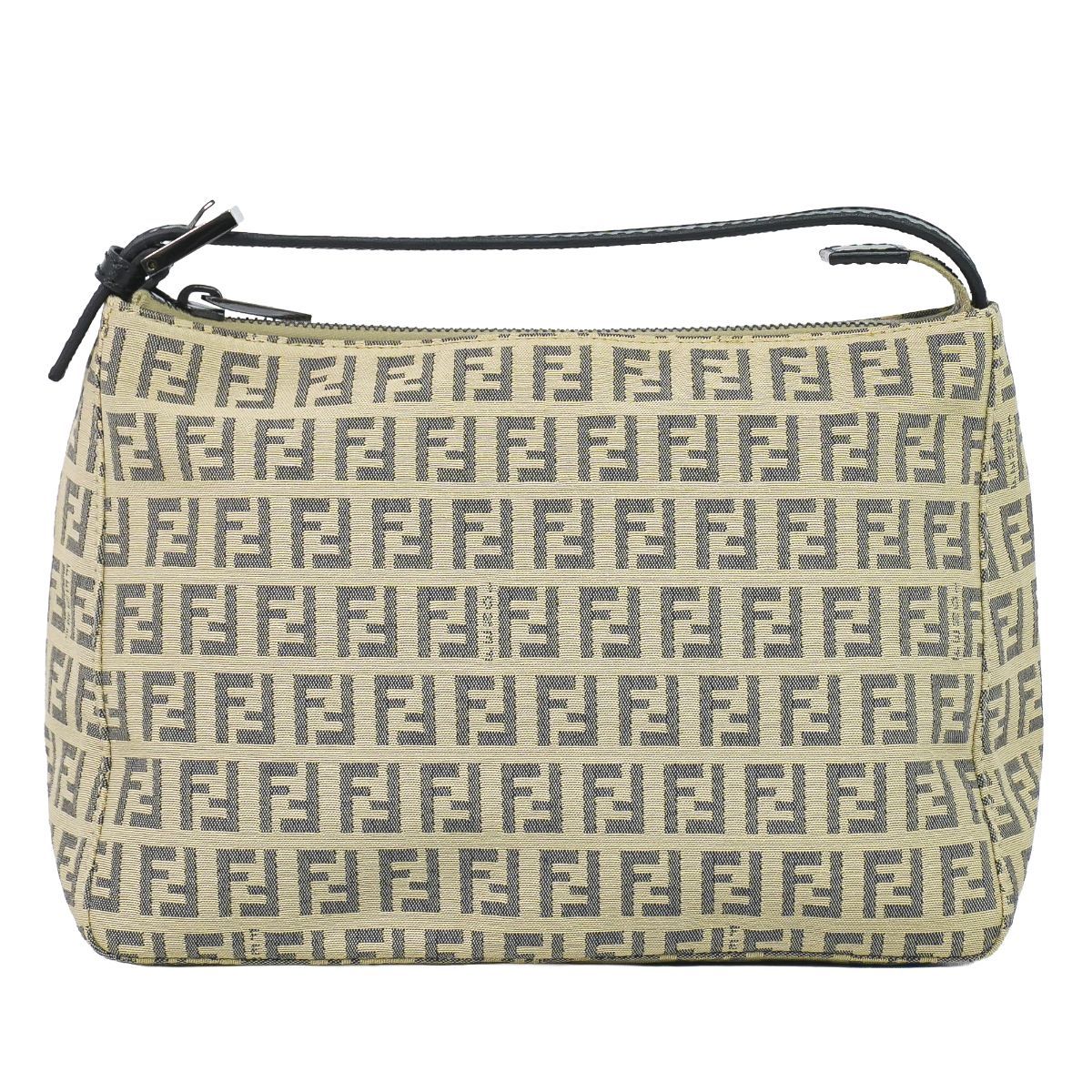Fendi Pouch Mini Handbag Canvas Beige Zucchino Second