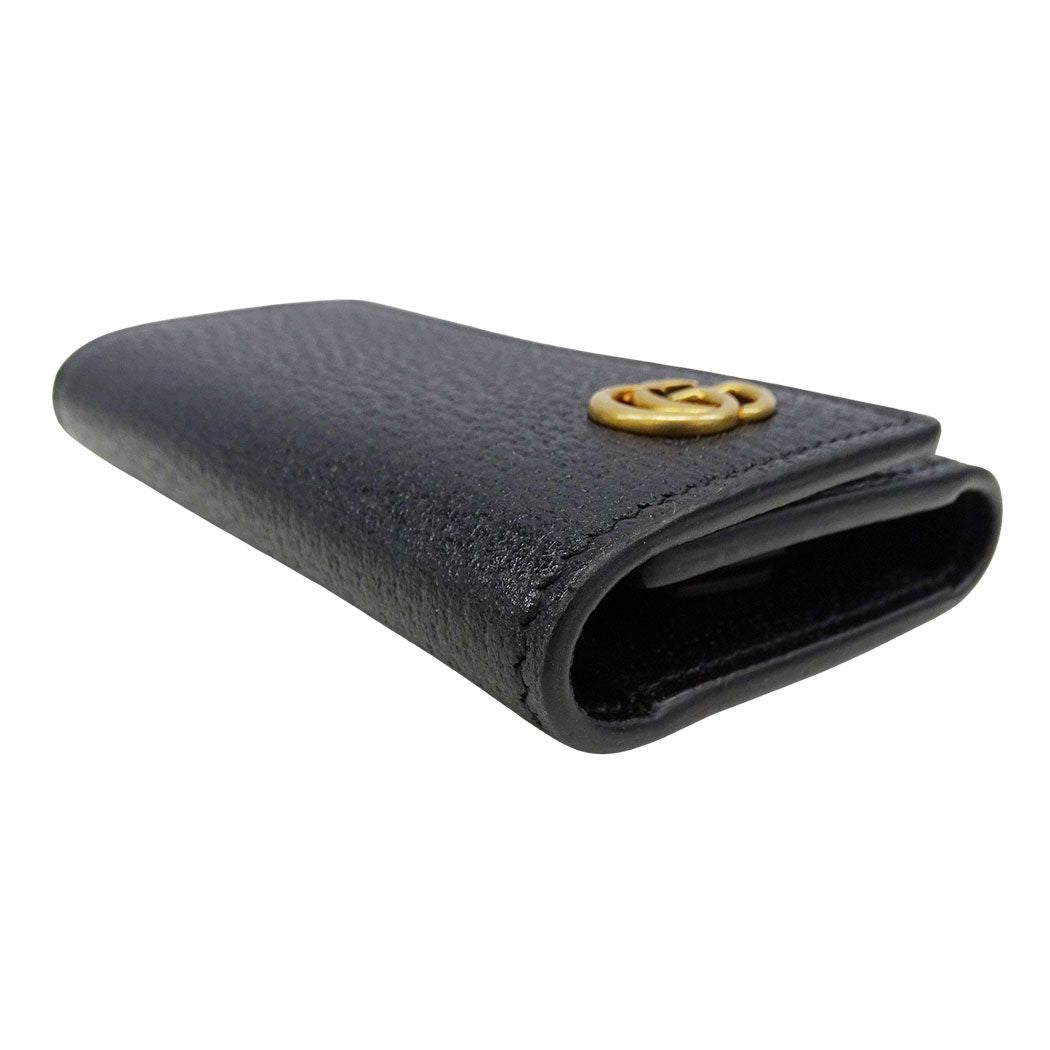 Gucci Key Case Petite Marmont Leather Black Key Simple Logo Key Holder — view 3