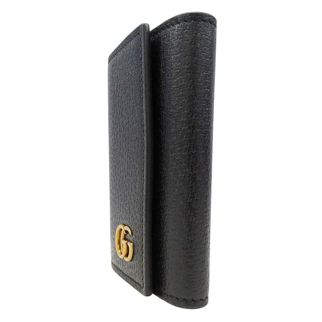 Gucci Key Case Petite Marmont Leather Black Key Simple Logo Key Holder — view 4