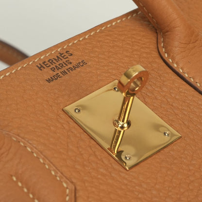 Hermes Haut a Courroies Hac 32 a Hac 32 Tote Natural Brown Beige Gold Handbag — view 8