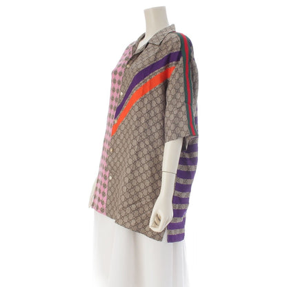 Gucci Silk Sherry Line GG Pattern Open Collar Color Short Sleeve Shirt — view 2