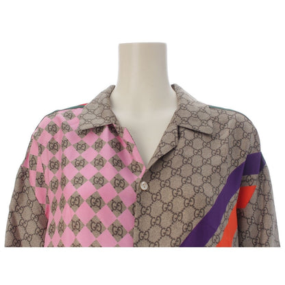 Gucci Silk Sherry Line GG Pattern Open Collar Color Short Sleeve Shirt — view 5
