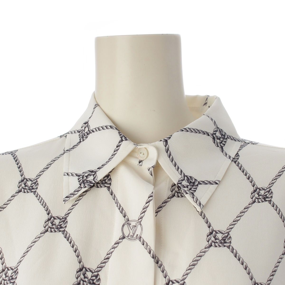 Louis Vuitton Silk LV Shirt Dress White 38 — view 5