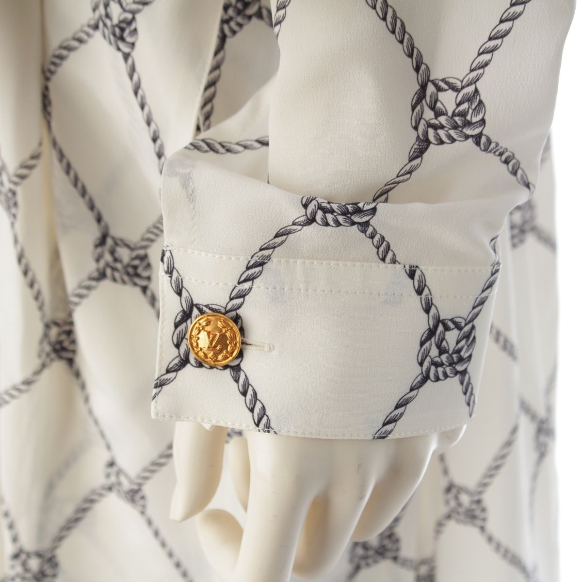 Louis Vuitton Silk LV Shirt Dress White 38 — view 6