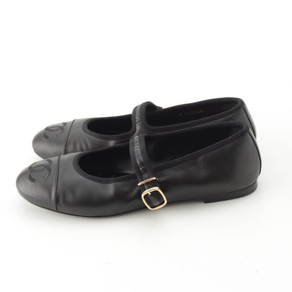 Chanel Leather CC Logo Mary Jane Flat Ballet Pumps Shoes Black — view 3