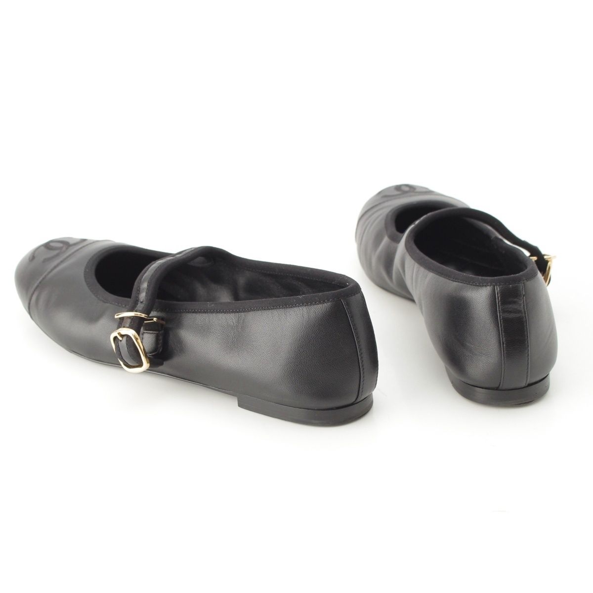 Chanel Leather CC Logo Mary Jane Flat Ballet Pumps Shoes Black — view 4