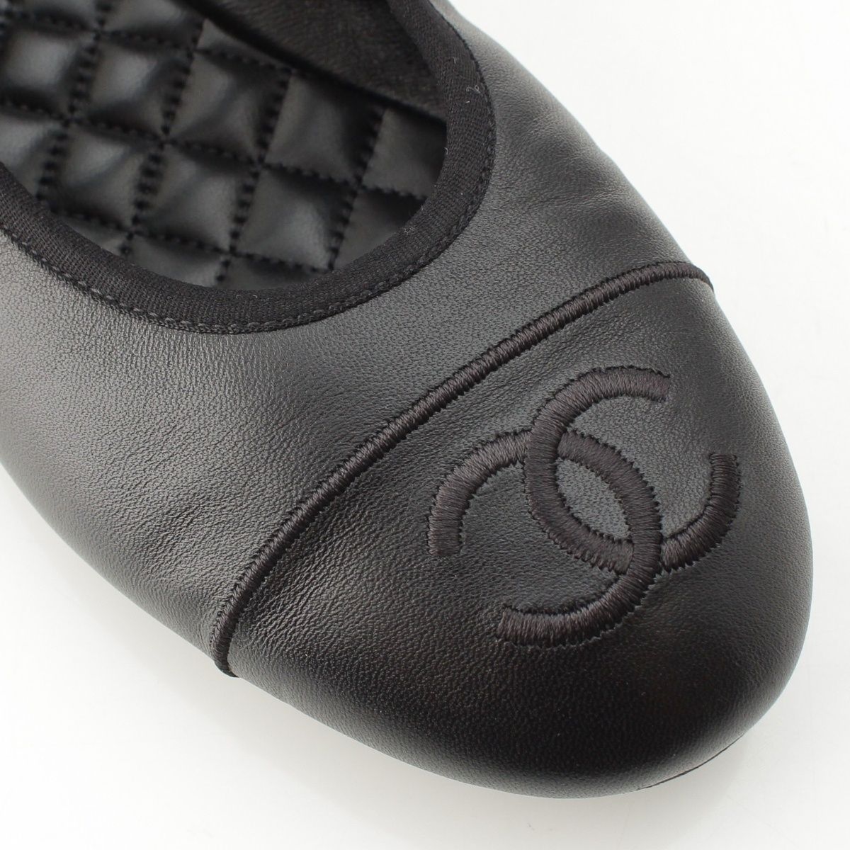 Chanel Leather CC Logo Mary Jane Flat Ballet Pumps Shoes Black — view 6