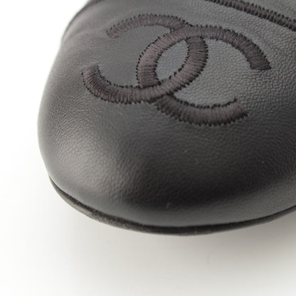 Chanel Leather CC Logo Mary Jane Flat Ballet Pumps Shoes Black — view 8