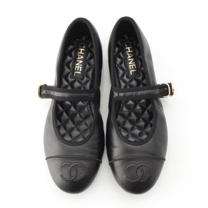 Chanel Leather CC Logo Mary Jane Flat Ballet Pumps Shoes Black — view 2