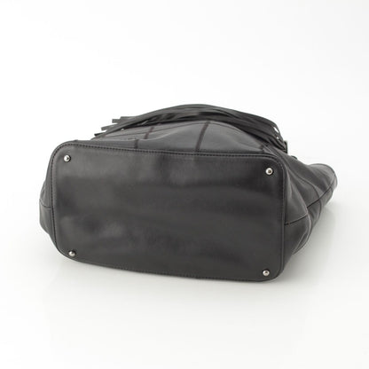 Chanel Stand Leather Chocolate Bar Fringe Handbag Black — view 4