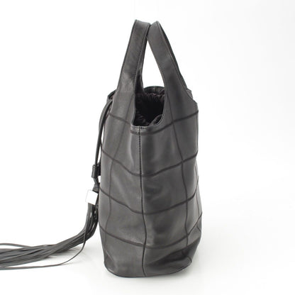 Chanel Stand Leather Chocolate Bar Fringe Handbag Black — view 3
