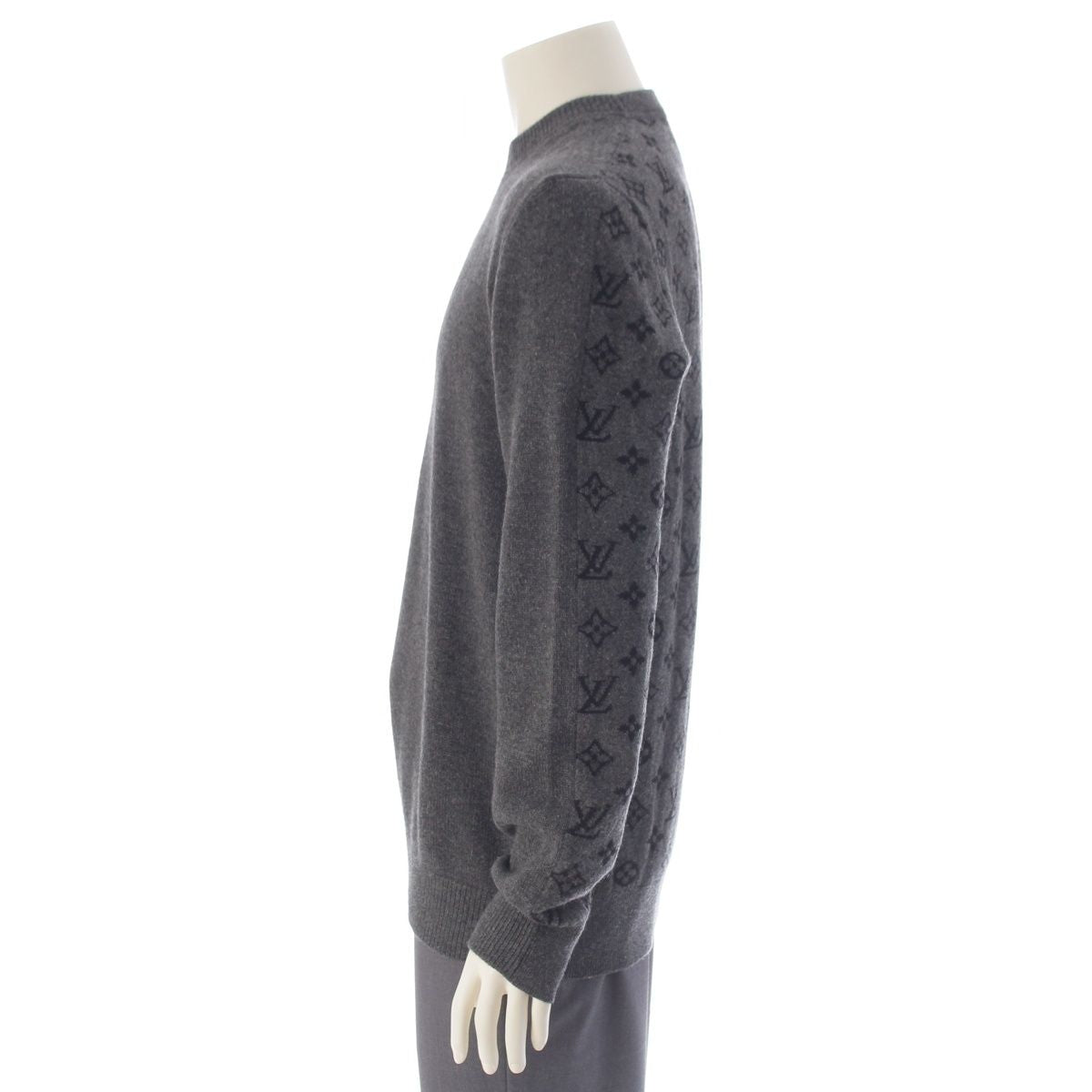 Louis Vuitton Cashmere Monogram Half&half Knit Sweater Gray — view 3
