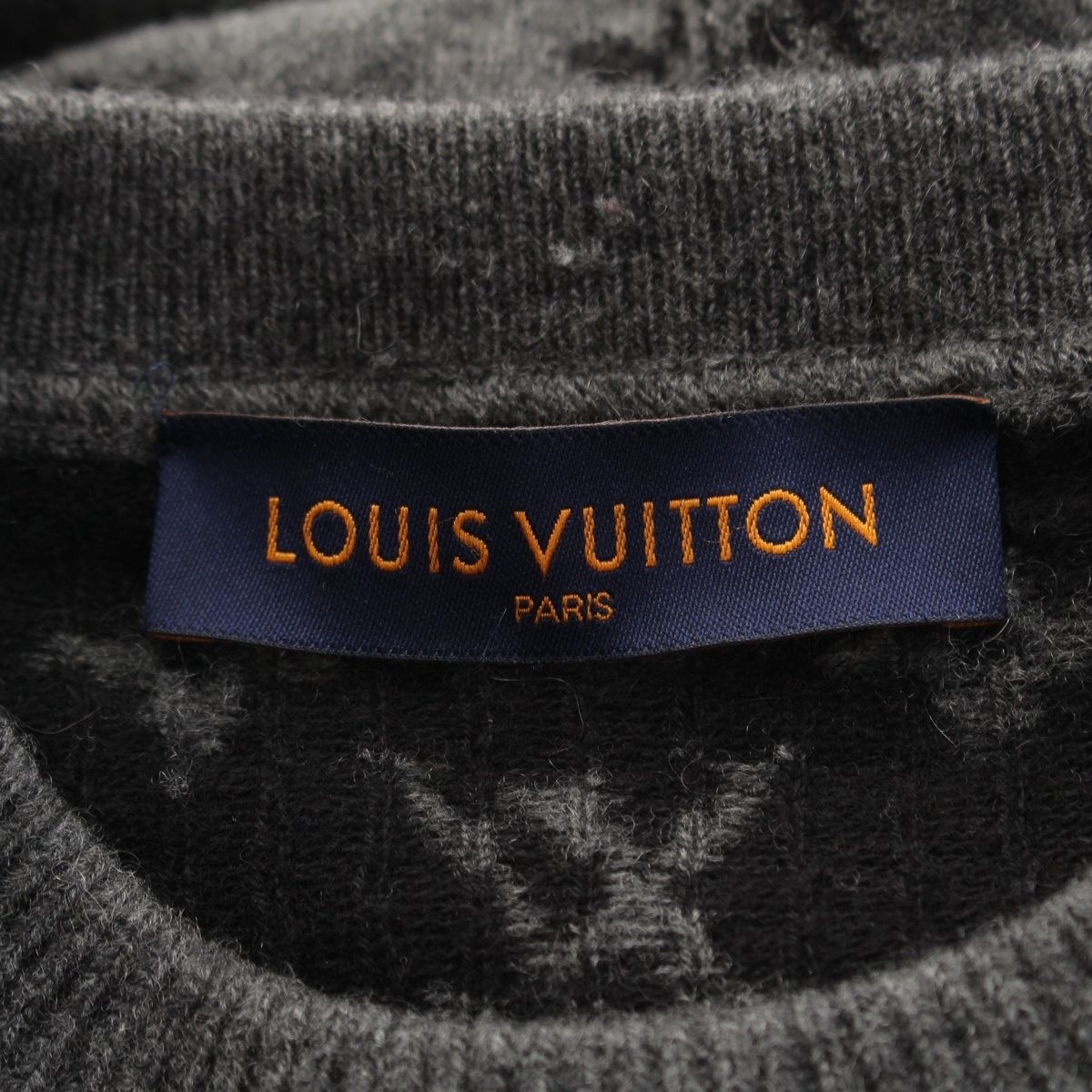 Louis Vuitton Cashmere Monogram Half&half Knit Sweater Gray — view 9