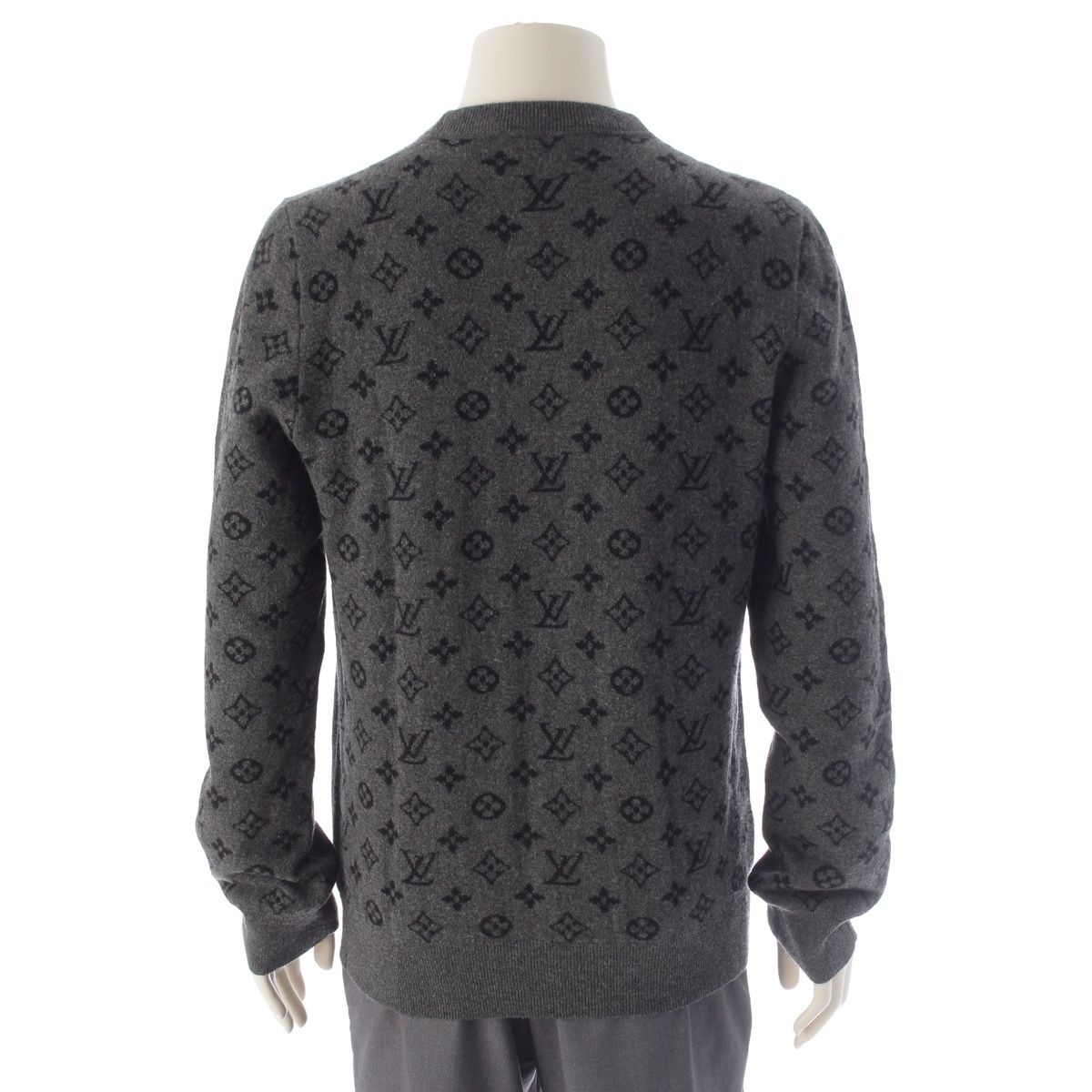 Louis Vuitton Cashmere Monogram Half&half Knit Sweater Gray — view 4