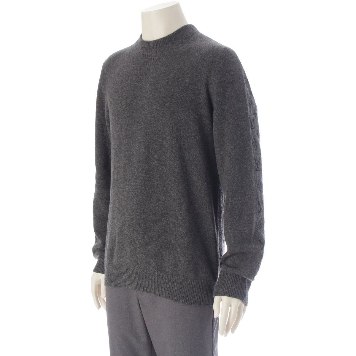 Louis Vuitton Cashmere Monogram Half&half Knit Sweater Gray — view 2