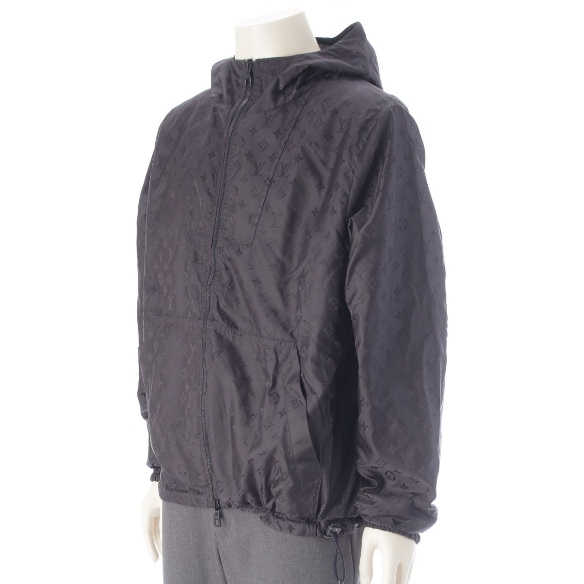 Louis Vuitton Nylon Monogram Reversible Jacket Black Gray 46 — view 2