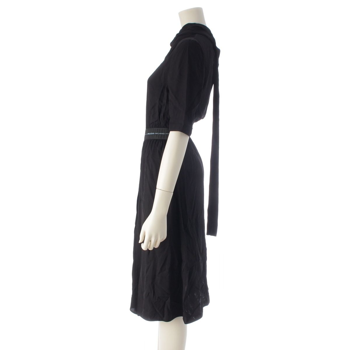 Prada Logo Waist Dress Viscose Black 36 — view 3
