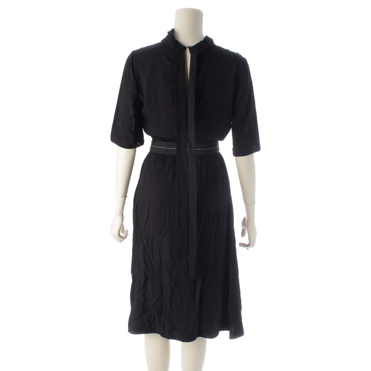 Prada Logo Waist Dress Viscose Black 36 — view 4
