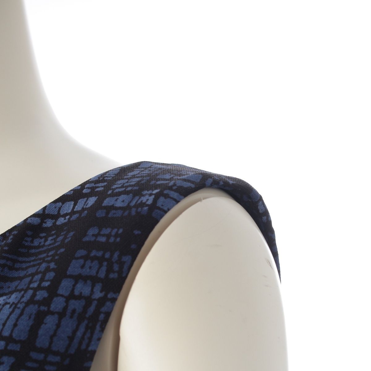 Prada Silk Archive Check Graphic All Over Pattern Sleeveless Dress Blue Black — view 6