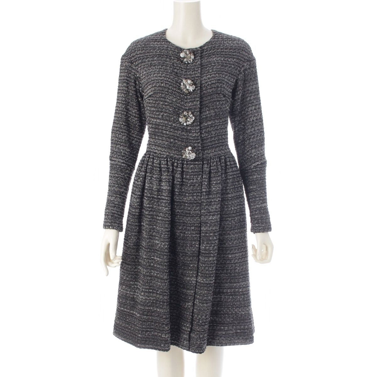 Chanel Tweed Karl Lagerfeld tan Long Dress Gray 34