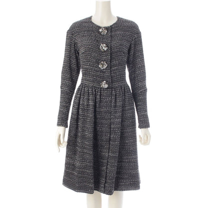Chanel Tweed Karl Lagerfeld tan Long Dress Gray 34