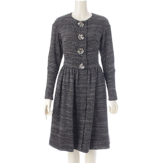 Chanel Tweed Karl Lagerfeld tan Long Dress Gray 34