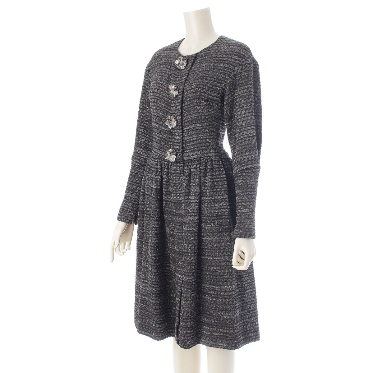 Chanel Tweed Karl Lagerfeld tan Long Dress Gray 34 — view 2