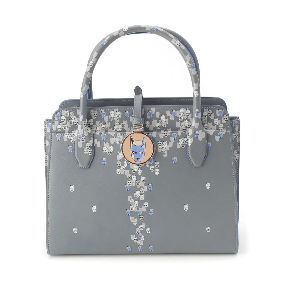 Bvlgari Bulgari Grain Calf Leather Hirohiko Araki Jojo Aruba Handbag Gray