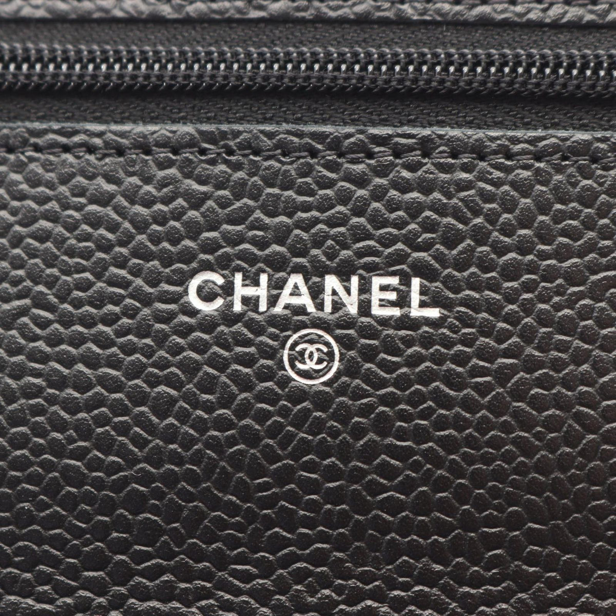 Chanel Shoulder Bag Quilted Black Caviar Leather Chain Wallet — view 4