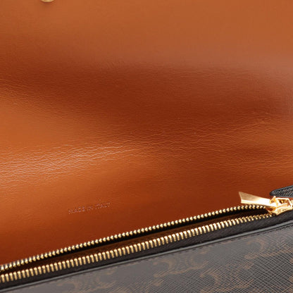 Celine Shoulder Bag Tan Triomphe Black Brown Canvas Leather — view 7