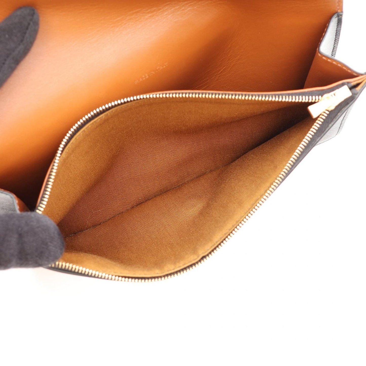 Celine Shoulder Bag Tan Triomphe Black Brown Canvas Leather — view 5