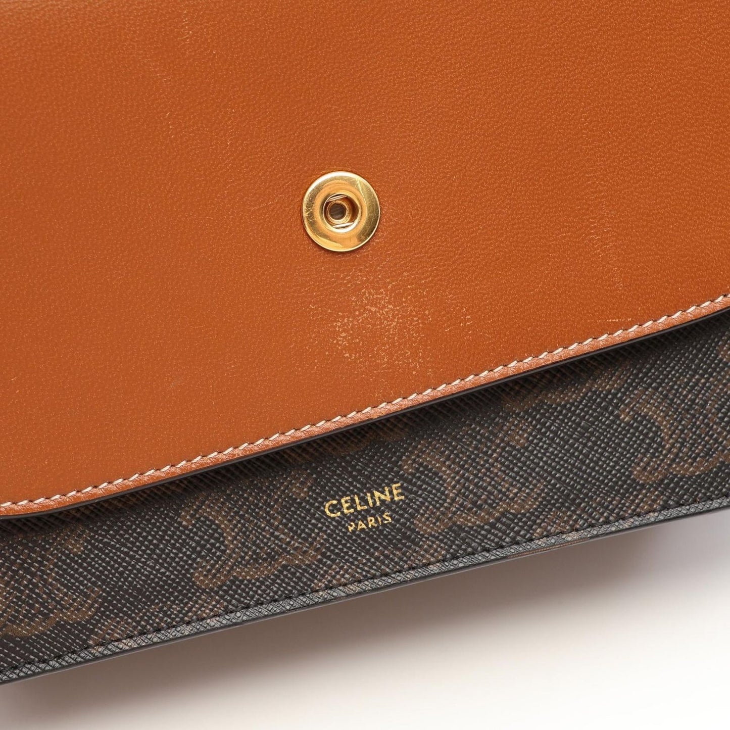 Celine Shoulder Bag Tan Triomphe Black Brown Canvas Leather — view 8