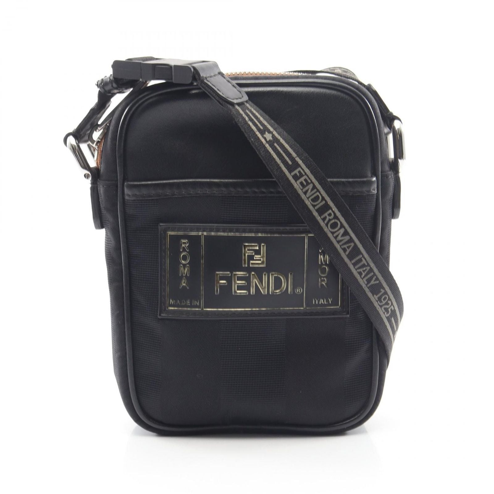 Fendi Shoulder Bag Pecan Black Nylon Leather