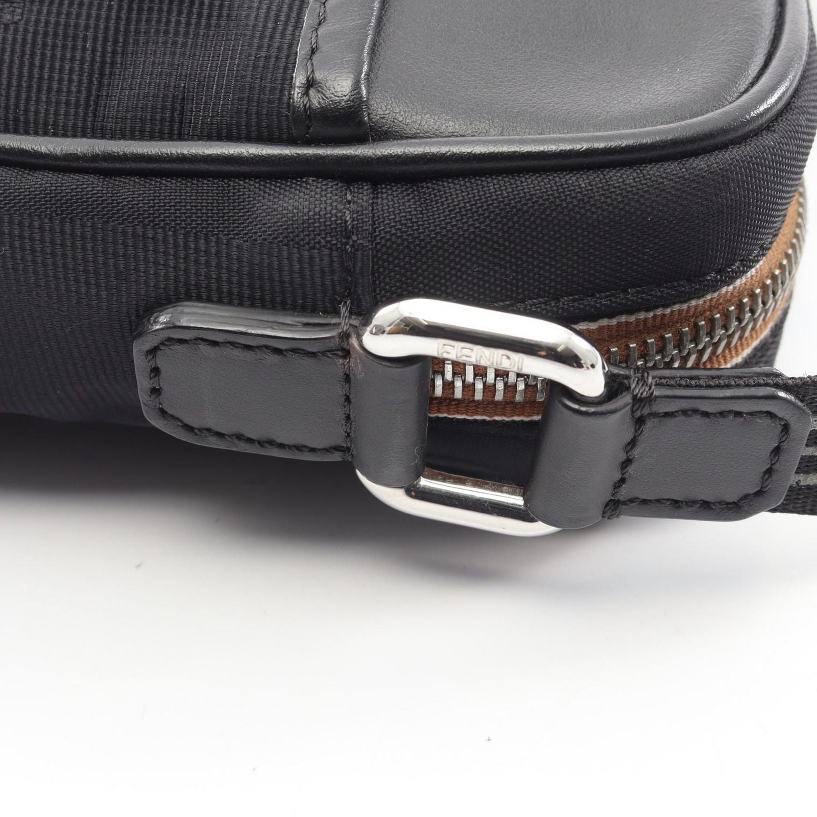 Fendi Shoulder Bag Pecan Black Nylon Leather — view 7