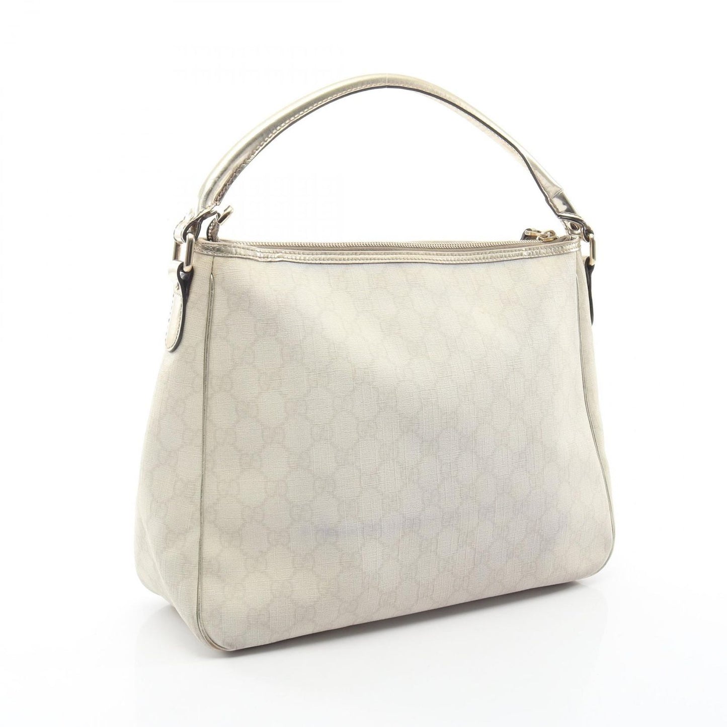Gucci Shoulder Bag GG Supreme Ivory Gold Canvas Leather — view 2