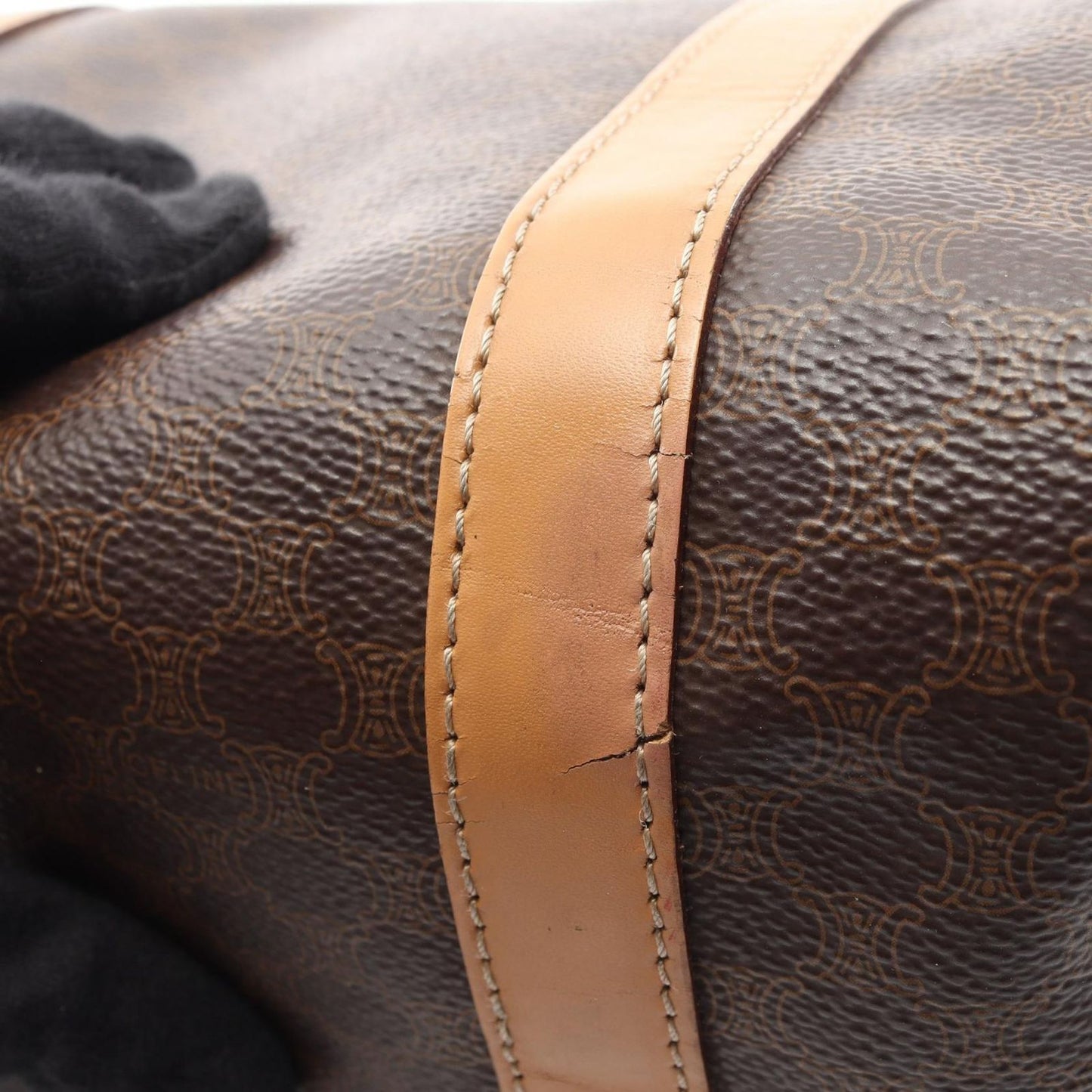 Celine Tote Macadam Brown Canvas Leather Handbag — view 7