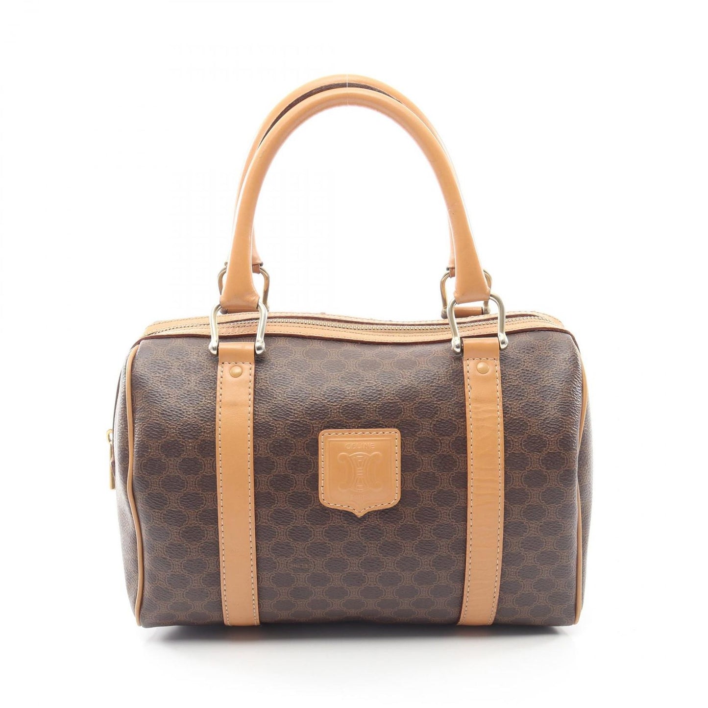 Celine Tote Macadam Brown Canvas Leather Handbag